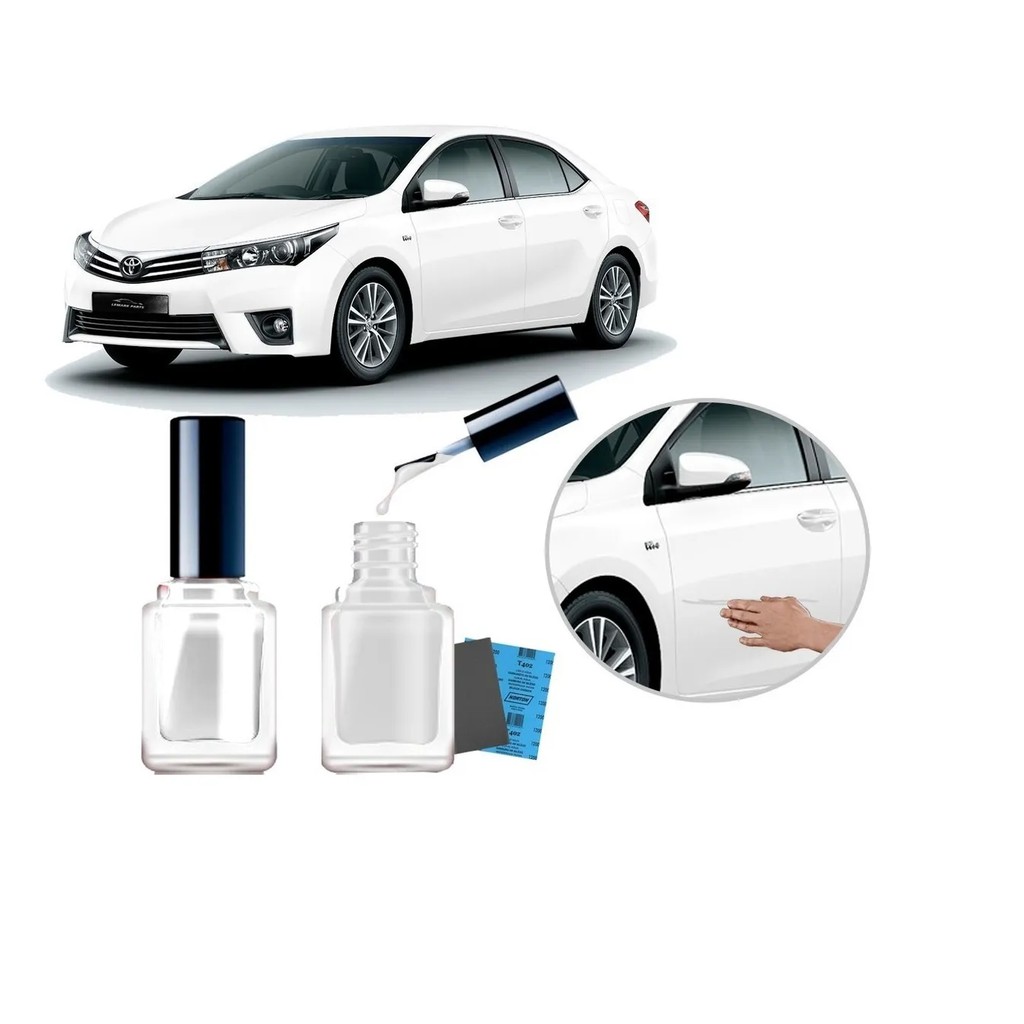 Tinta Tira Risco Automotivo  Branco Perolizado Corolla 2015 2016 2017 2018 2019 2020