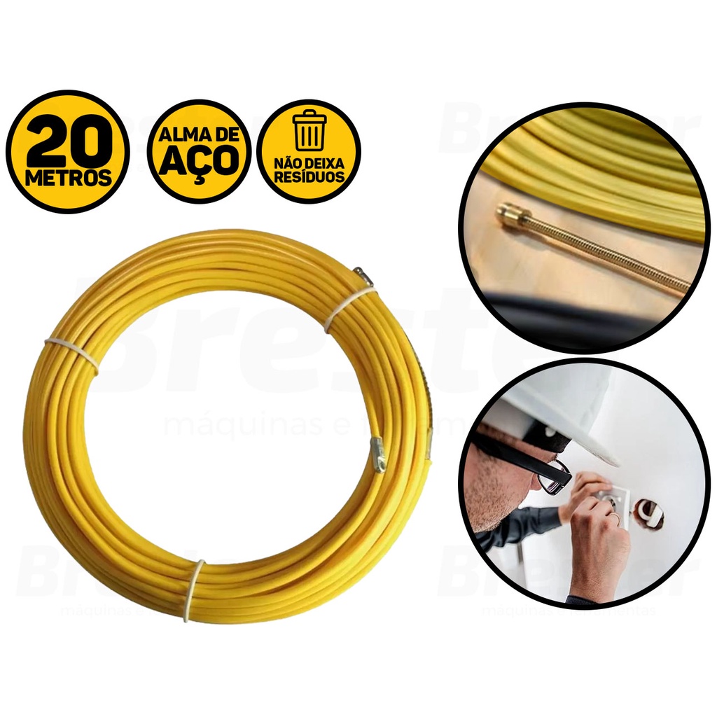 Guia Passa Fio Sonda De Pvc Alma De Aço Profissional 20 Mts Fertak 5020 - Home & Living