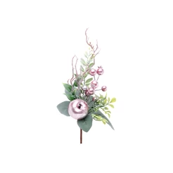 Enfeite de Natal Pick Folhas & Frutas - Rose & Verde - Delicata - 1 UN - Cromus - Rizzo