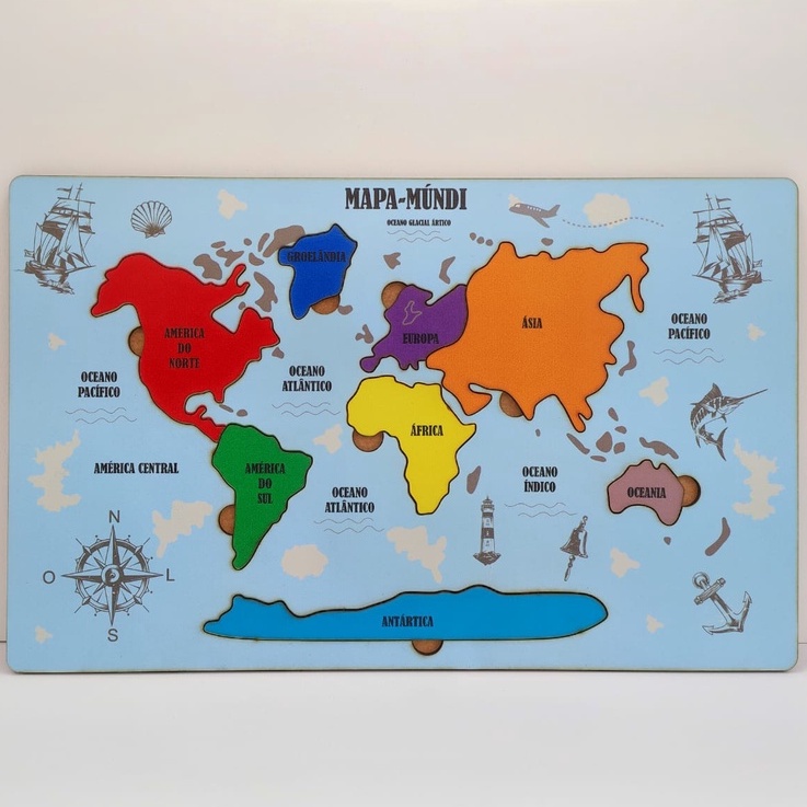 Quebra Cabeça Mapa Mundi Educativo 100 Peças P Idoso Criança