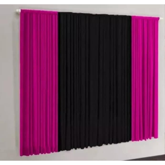 Cortina em Malha Gel para quarto sala cozinha Varão Simples 2,00 x 1,70 Pink e Preto