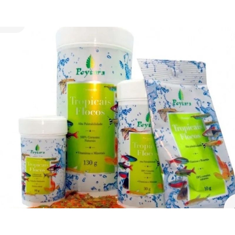 Ração Poytara  Tropicais Flocos 130gr