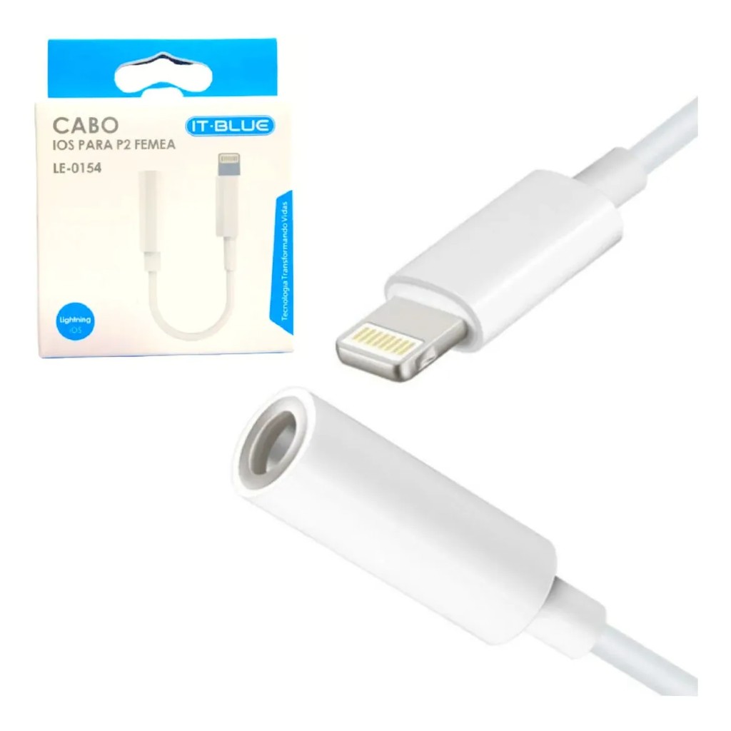 Cabo Adaptador Lightning para P2  para Celulares audio auxiliar de qualidade Apple Iphone 7 8 X Xs Xr Xs Max 11 Pro Plus 12 mini Max