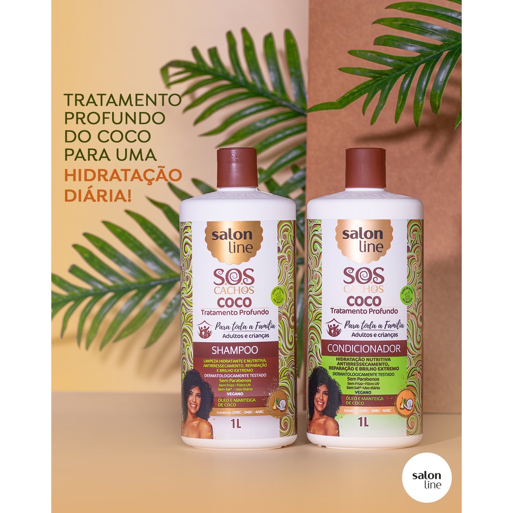 Kit Shampoo Condicionador Creme De Pentear 1l Salon Line Sos Cachos Coco Shopee Brasil