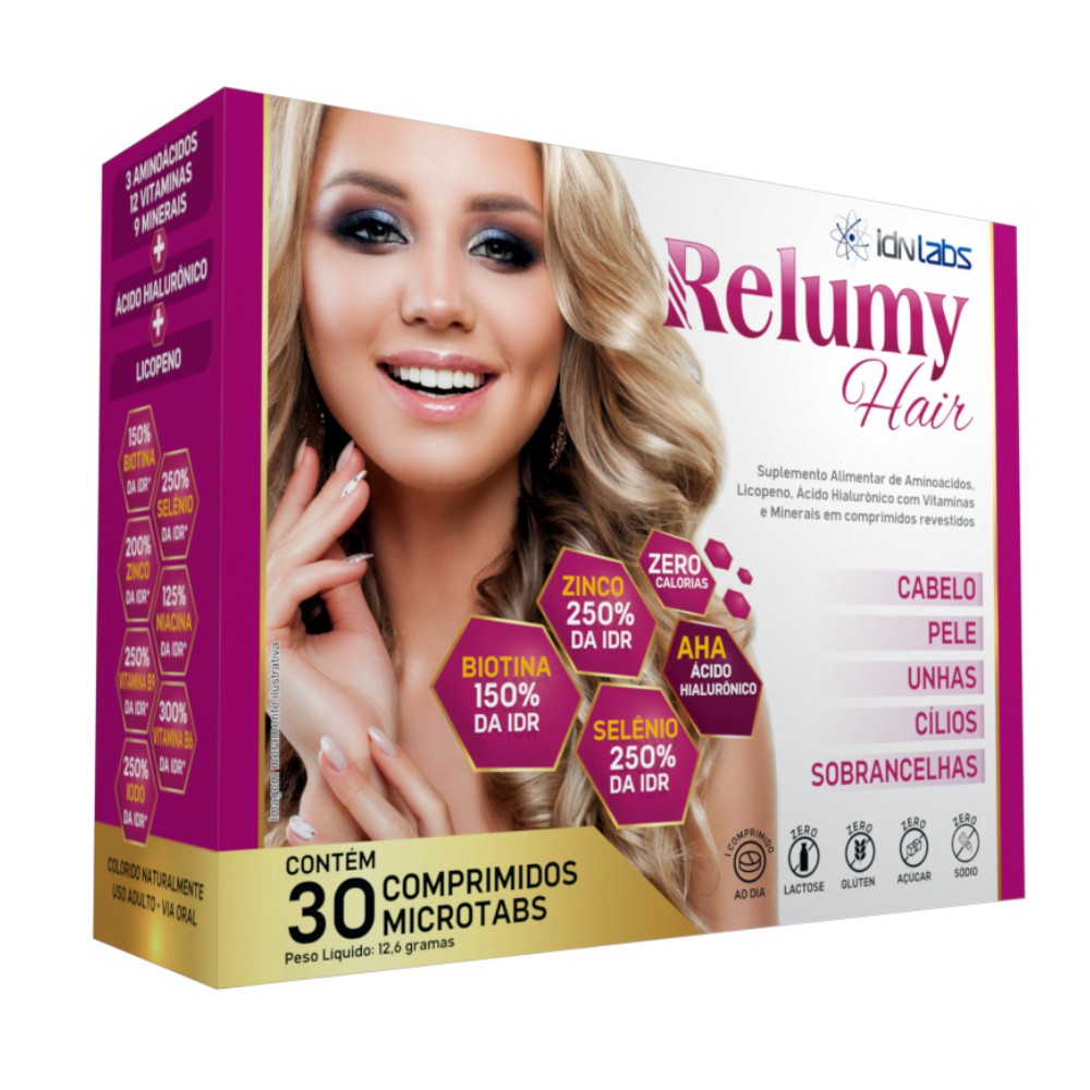 Vitamina p/ Cabelo, Pele, Unhas, Sobrancelhas e Cílios - Relumy Hair ...
