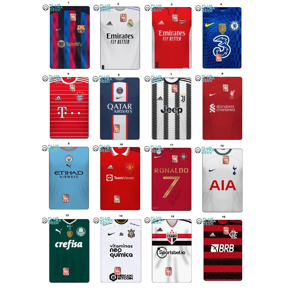 Película Adesiva Skin Personalizado para Cartão de Crédito e Débito Times de Futebol