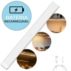 Luminária Led Sensor De Presença Grande 50cm Spot Cozinha Recarregável USB Branco Frio ou Quente
