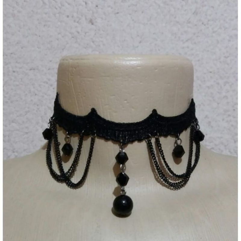 Chocker renda preto Rock Punk Dark Gótico (2 modelos) - Vivi Brechó Grifes