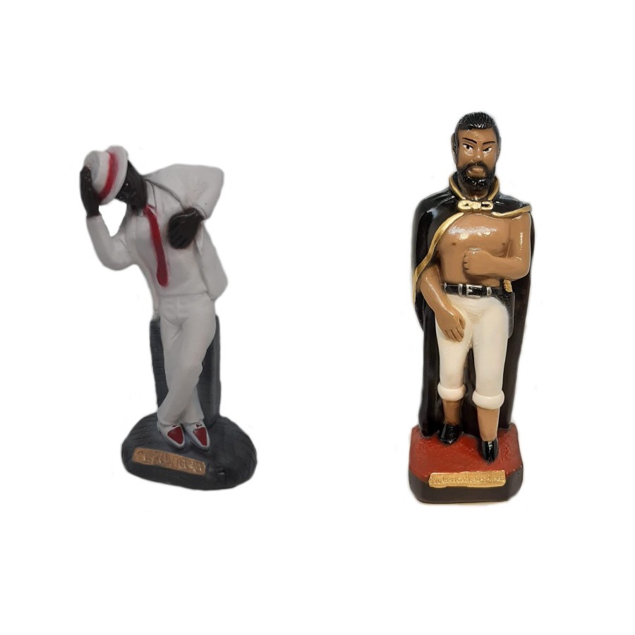 Zé pilintra dançando + Exu Tranca Rua das Almas Estátua em gesso 20 cm