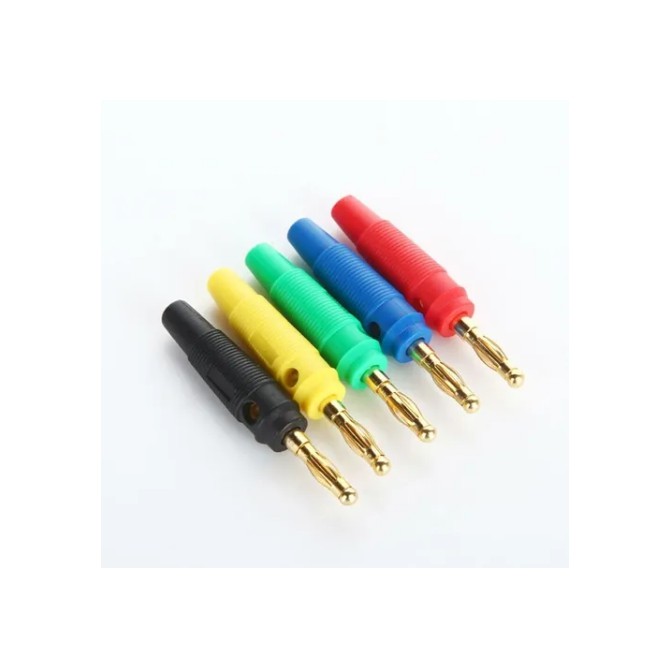 Plug Borne Banana Macho 5 Unidades - 4mm Dourado