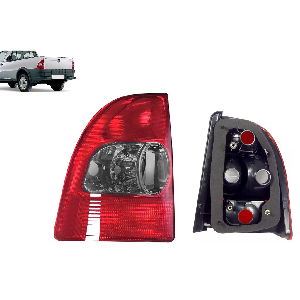 Lanterna Traseira Fiat Strada 2001 2002 2003 2004 Lado Esquerdo Lado do Motorista Rubi/Fumê