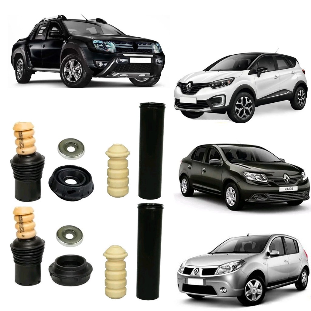 4 Kit Batente Coxim Amortecedor Sandero Logan Duster Oroch Captur 2007 2008 2009 2010 2011 2012 2013 2014 2015 Dianteiro e Traseiro