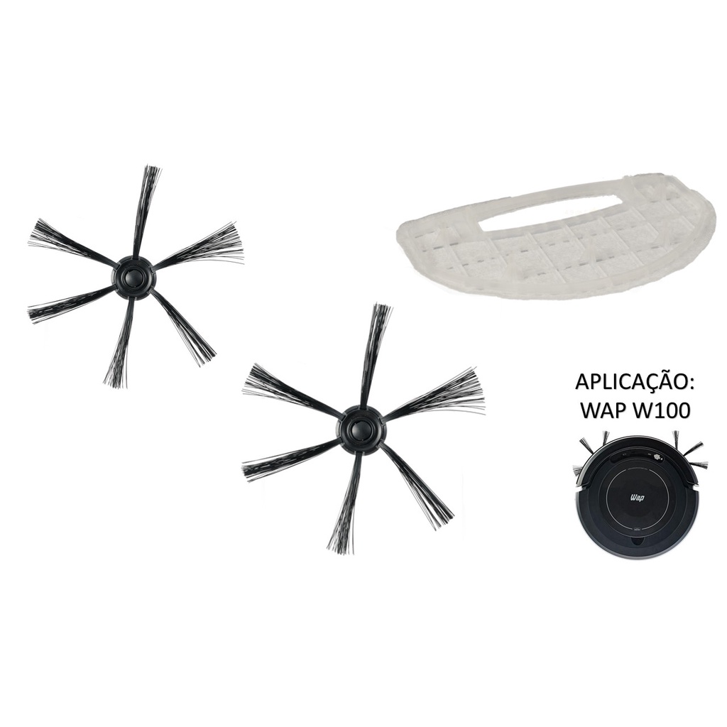 2 Escova 1 Filtro Robo Wap - W100 W100c em Oferta na Shopee