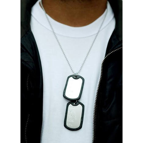 Corrente colar militar masculino placa identificação aço inox