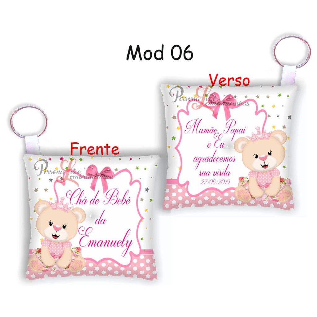 55 Lembrancinhas Cha De Bebe Meninas Chaveiro Almofada Ursa Princesa Shopee Brasil