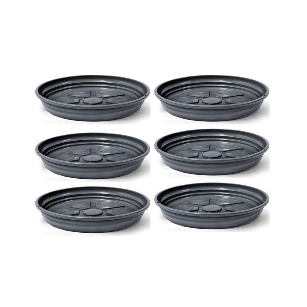 Kit 6 Prato Para Planta 25x4cm De Plástico Reciclado De Vaso Suporte Redondo N° 5 Barato - Promoção!