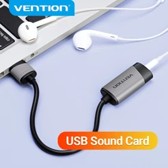 VENTION Placa De Som USB Adaptador De Áudio Para Microfone 2 Em 1 De 3,5 Mm Estéreo Fone De Ouvido PS4 Laptop