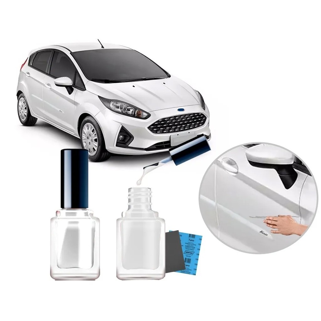 Tinta Tira Risco Automotivo Cor Carro Ford New Fiesta 2011 2012 2013 2014 2015 2016 2017 Branco Artico