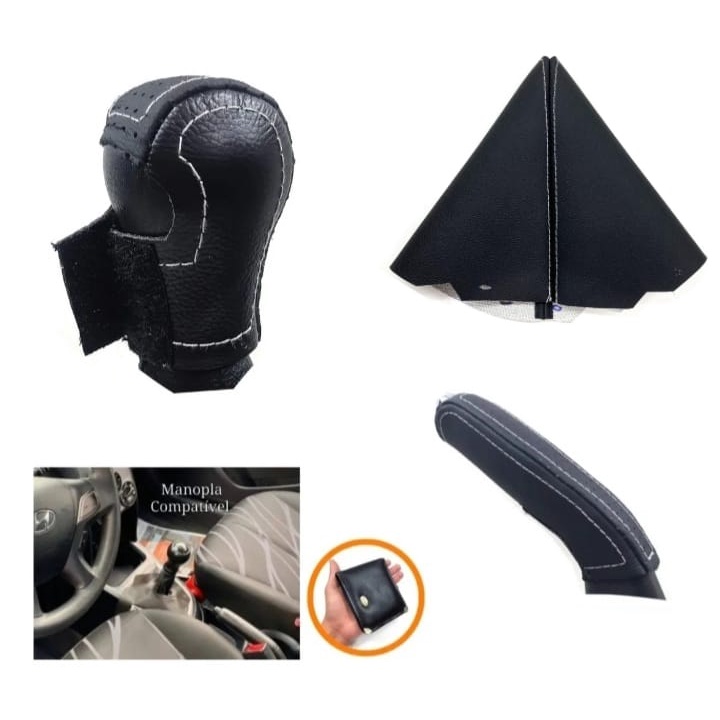Revestimento Capa Em Couro Manopla Câmbio Manual +Alavanca do Freio de Mão + Coifa Em Courvin Hyundai h210 2012 à 2019
