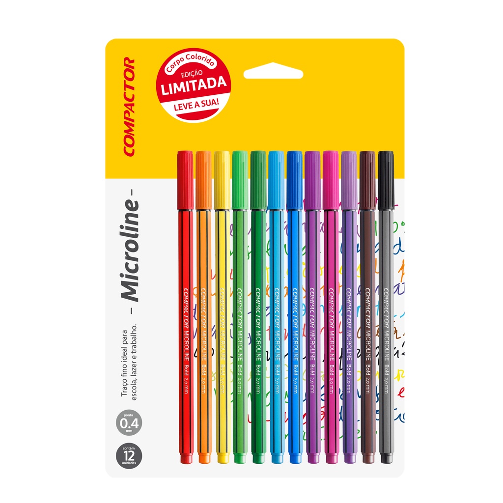 Microline 0.4 Mm - Blister Com 12 Cores em Oferta na Shopee