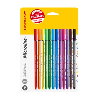 Microline 0.4 Mm - Blister Com 12 Cores em Oferta na Shopee