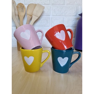 Jogo de Xícara de café em Porcelana Colorida Coração, Jogo de Café, Xícaras de 120 ml em Oferta na Shopee