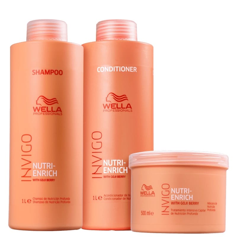 Kit Invigo Nutri Enrich Wella Shampoo 1L, Condicionador 1L e Máscara 500g