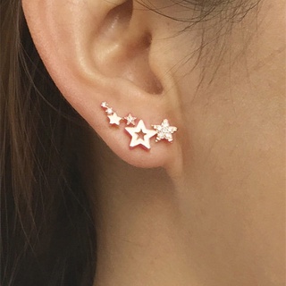 925 Prata Esterlina Simples Estrela Brincos Brilhantes Zircônio Versátil Exquisito Brinco Feminino Moda 925 Jóias