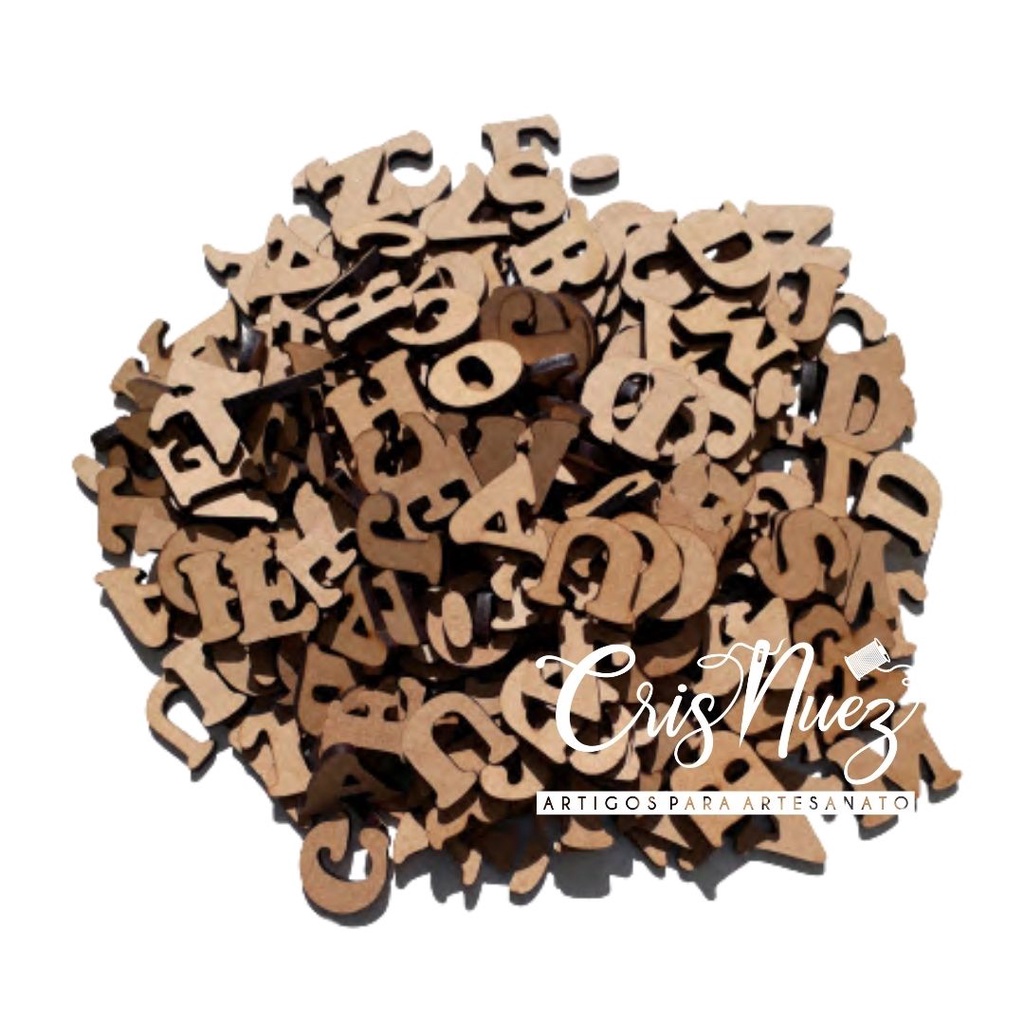 Kit 4 alfabeto - 104 letras alfabeto no tamanho 2 cm mdf 3mm Cris Artesanatos