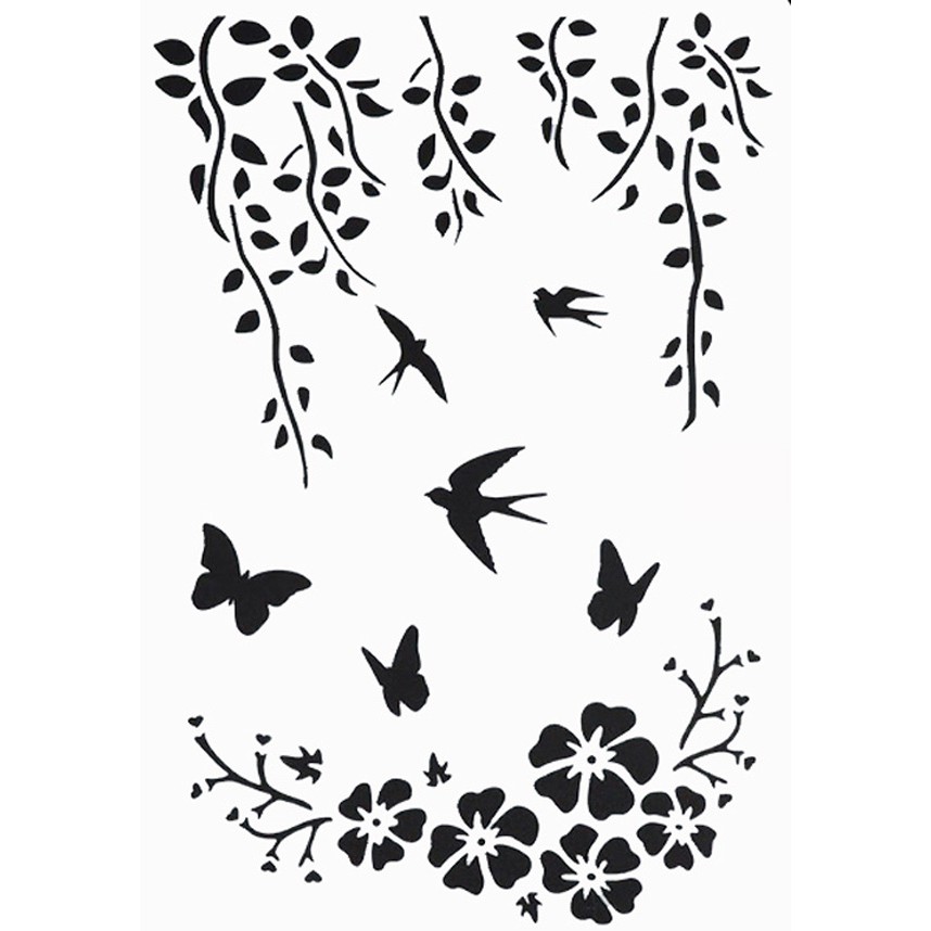 Stencil Flores e Folhas Um molde vazado A4 | Shopee Brasil