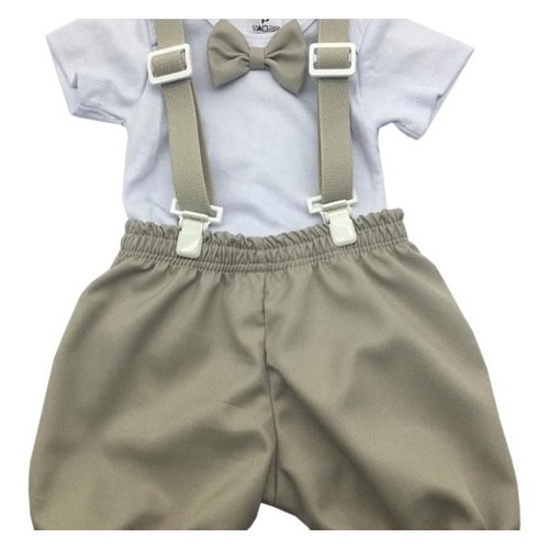 Roupa Para Bebês Menino Conjunto Shorts Body Suspensório Pmg