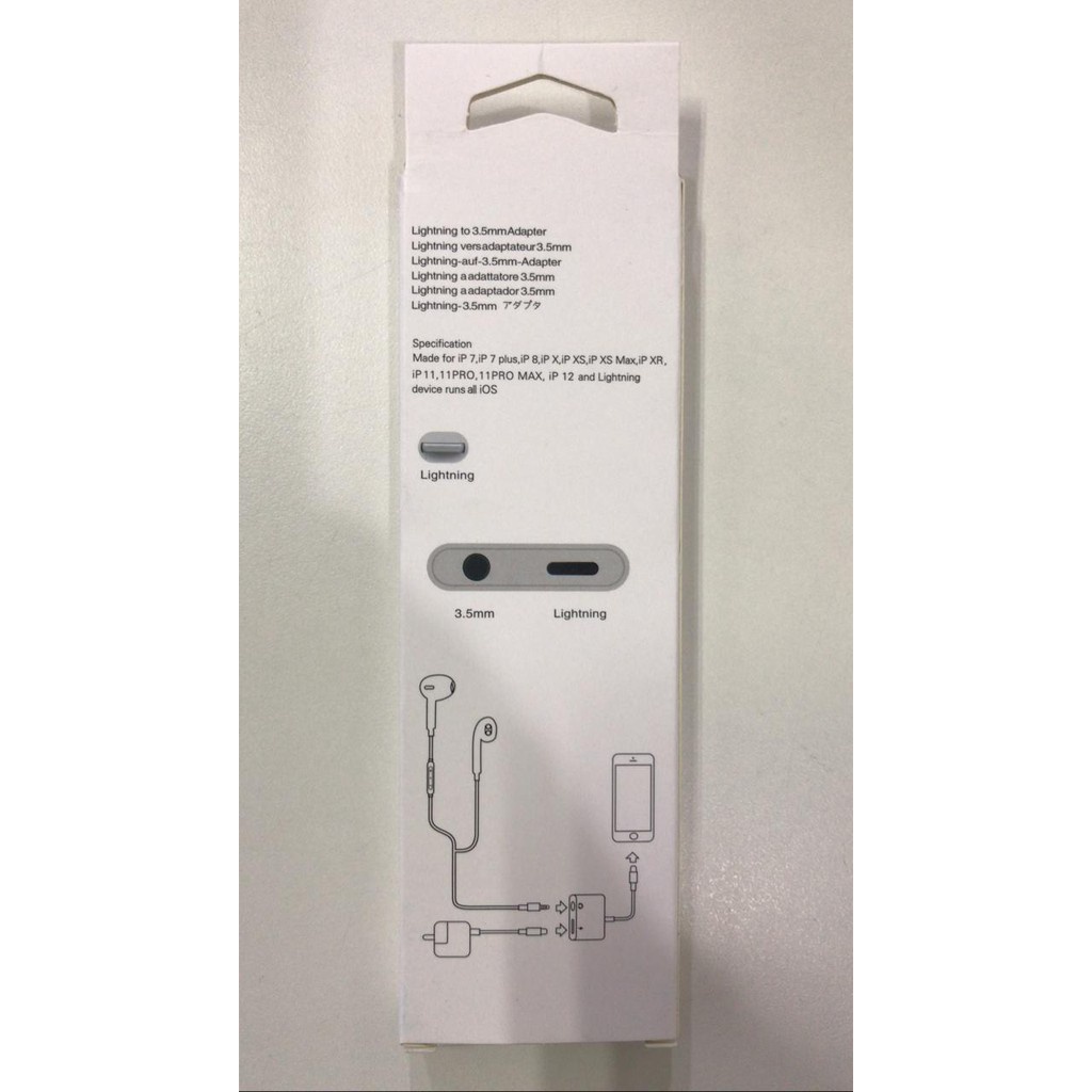 CABO LIGHTNING TO 3.5MM ADAPTER = FONE MICROFONE + CARGA = Y SPLITTER = DIVISOR = P2 3.5MM