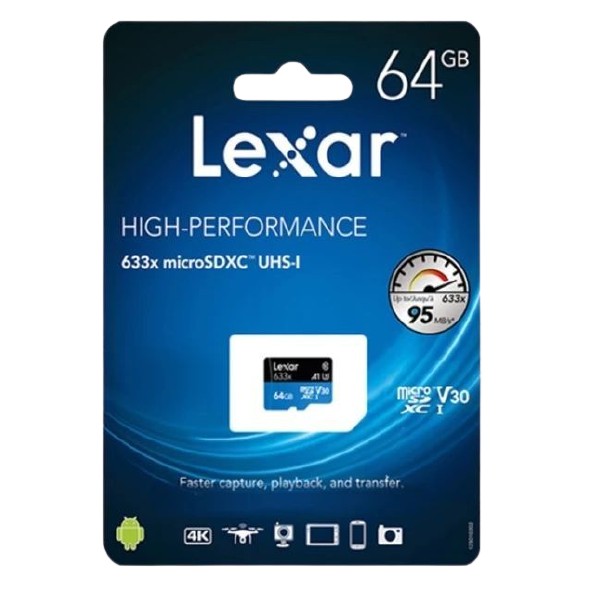 Carte Mémoire SD Micro LEXAR SDHC/XC Micro Classe 10 UHS-II  U3   150Mo S 1000x Avec Lecteur Usb 64 Gb