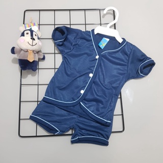 Conjunto bebê pijama de botão manga curta menino baby Pijama Americano Confortável Algodão em Oferta na Shopee