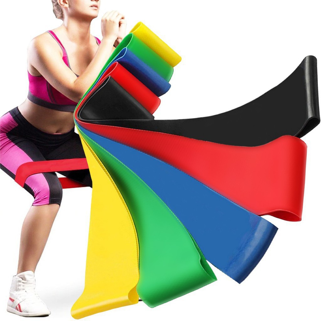 Kit 5 Faixa Elástica Band Extensor Resistance Belt Funcional Malhação Musculação para Fisioterapia em Casa e Academia