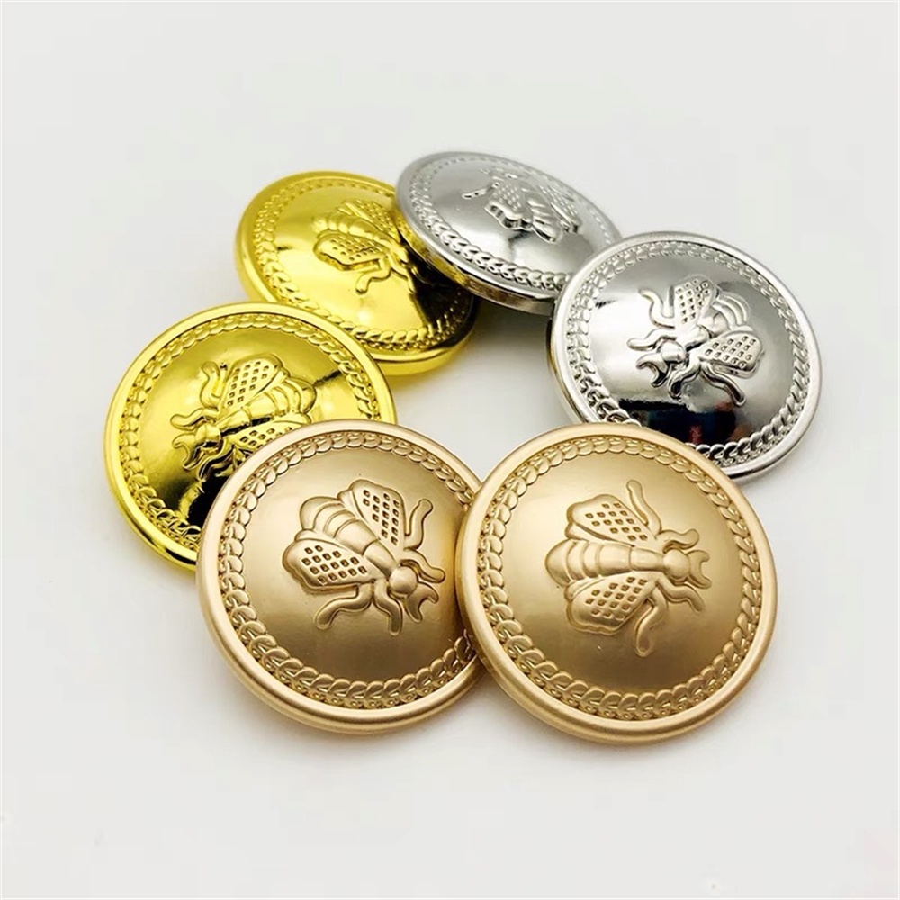 10 peças/lote botão de pressão de metal dourado design abelhinha acessórios de costura botões para roupas 20mm costura artesanal suprimentos botões para casaco