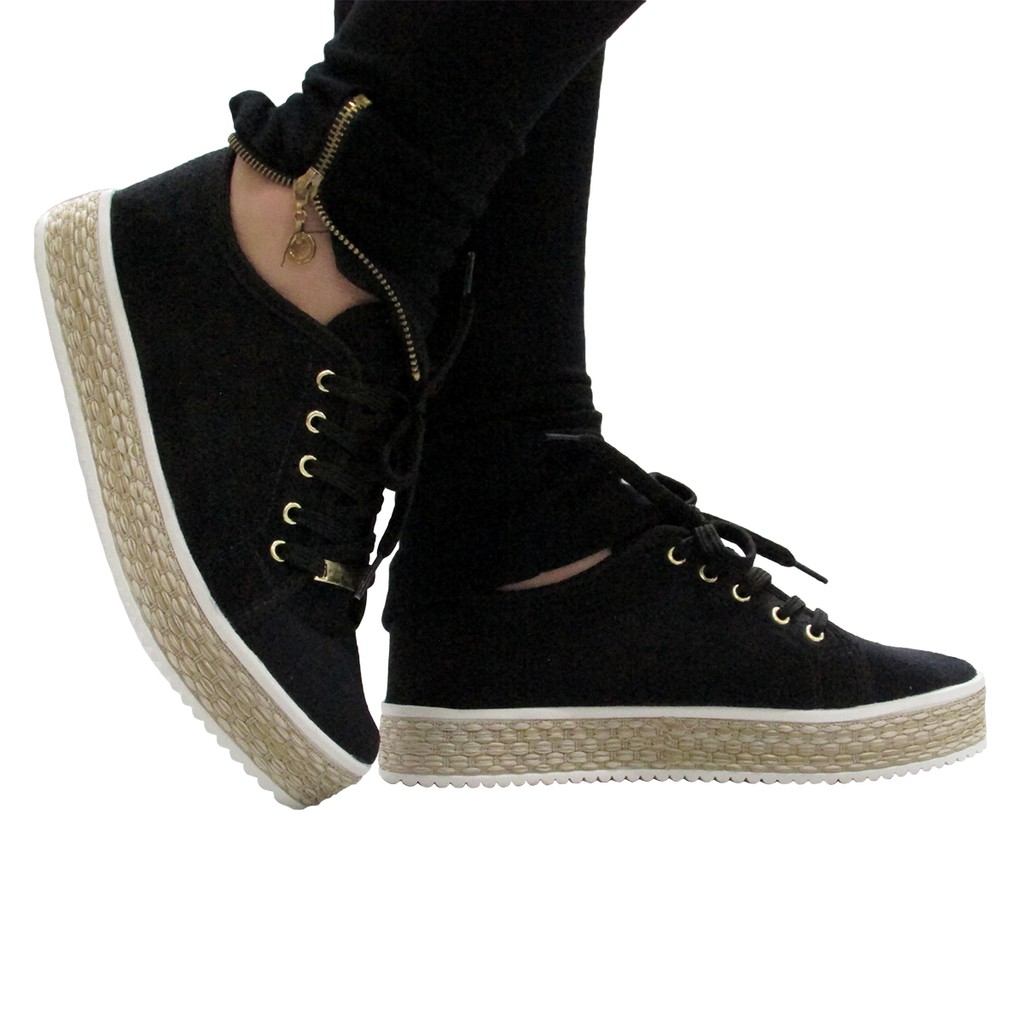 Tênis Fashionei Sola Alta Solado Corda Flatform Sapatênis Feminino Flat Promoção