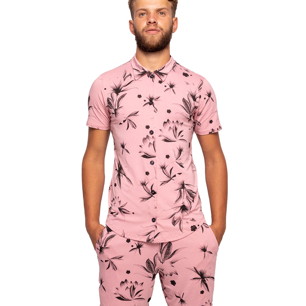 Conjunto Masculino Estampado Estiloso Completo Camisa Shorts