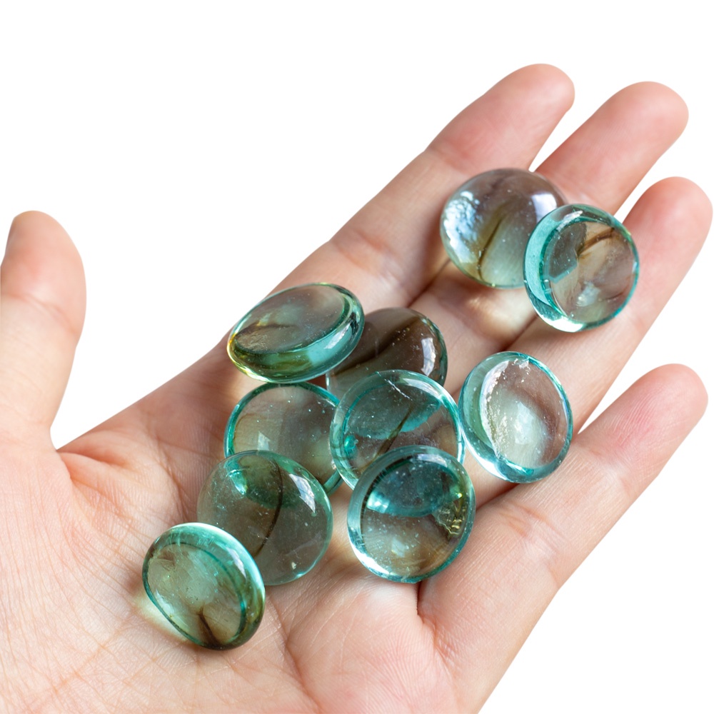 Gema Vidro Pedra Vaso Aquarío- Cor Azul Verde Mista - 500 gramas ...