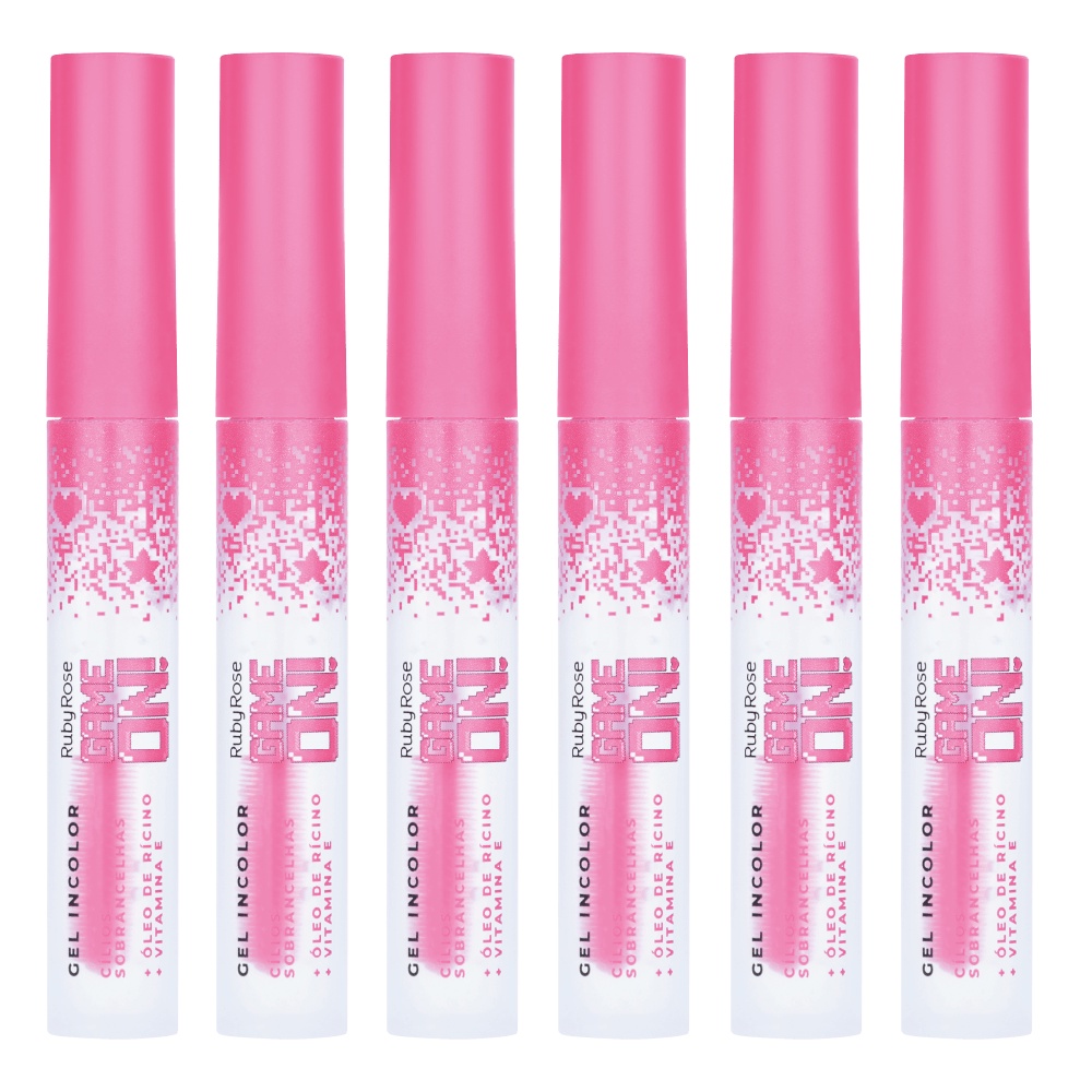 Kit c/6 Un - Gel Incolor Cílios + Sobrancelhas Game On - Ruby Rose - HB509