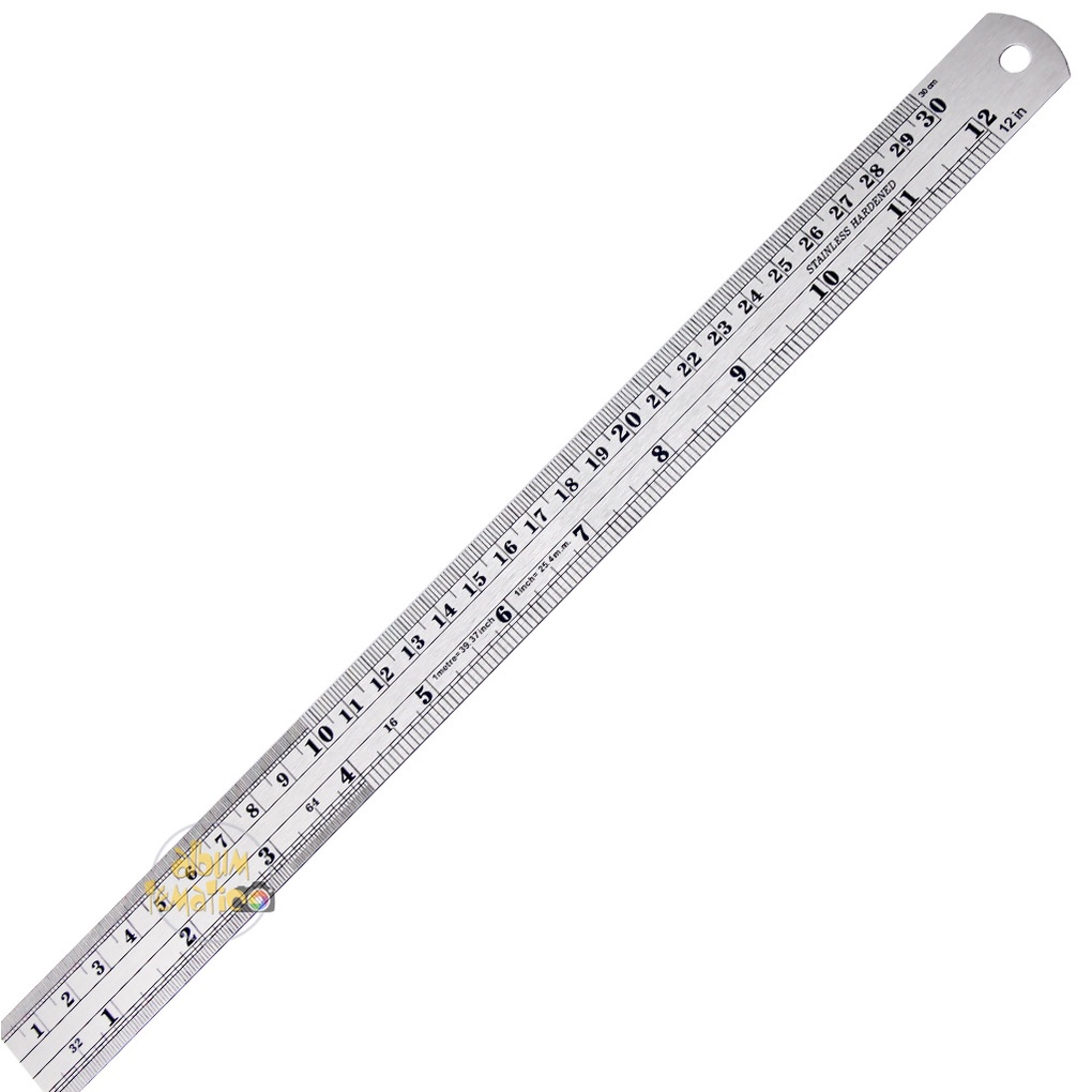 Régua De Aço Inox De 30 CM Com Métrica Em Centímetros E Polegadas Lanmax