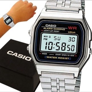 Relógio Cassio Retro prata Com caixa perfeito para presente / Namorado/Marido/Pai/Filho