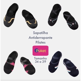 Meia Sapatilha antiderrapante Pilates esportiva Puket tamanho 34 a 39