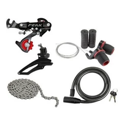 KIT PASSADOR + CÂMBIO TRASEIRO + DIANTEIRO + CORRENTE 18V E 21V PARA BIKE