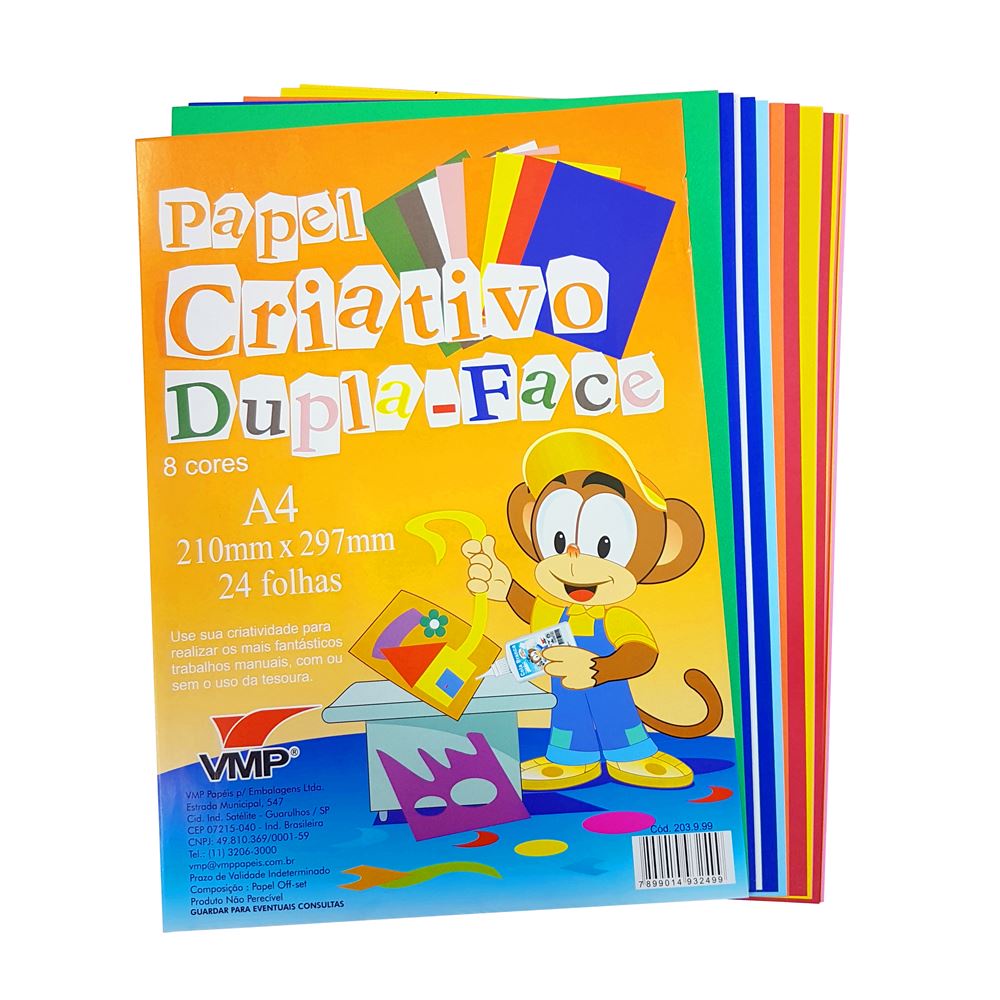 Papel Criativo A4 Vmp Multicor Dupla Face 24f 8 Cores Shopee Brasil 9058