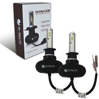 Par De Lâmpadas Ultra Led Encaixe H1 Tensão De Entrada 10/18V  8000k 6000 Lúmens Marca E-tech