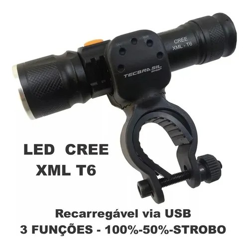 Farol Lanterna De Bike Super Forte 800 LumENS Recarregável Usb LOGA DURAÇÃO OTIMA LUMINOSIDADE