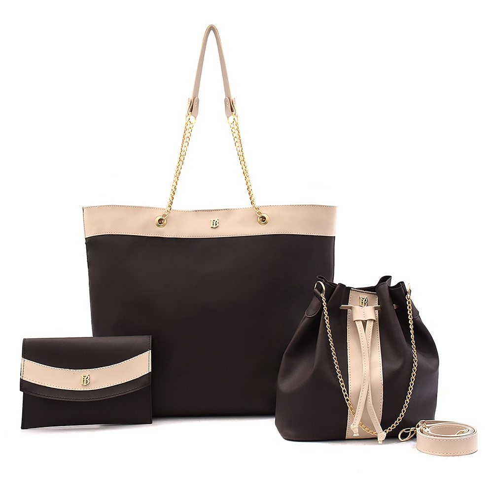 Kit Bolsa Feminina 3 Peças Sacola + Saco + Carteira Porta Cartão de Brinde Tira Colo Alça Transversal Couro Eco Revenda Atacado Promoção Lançamento
