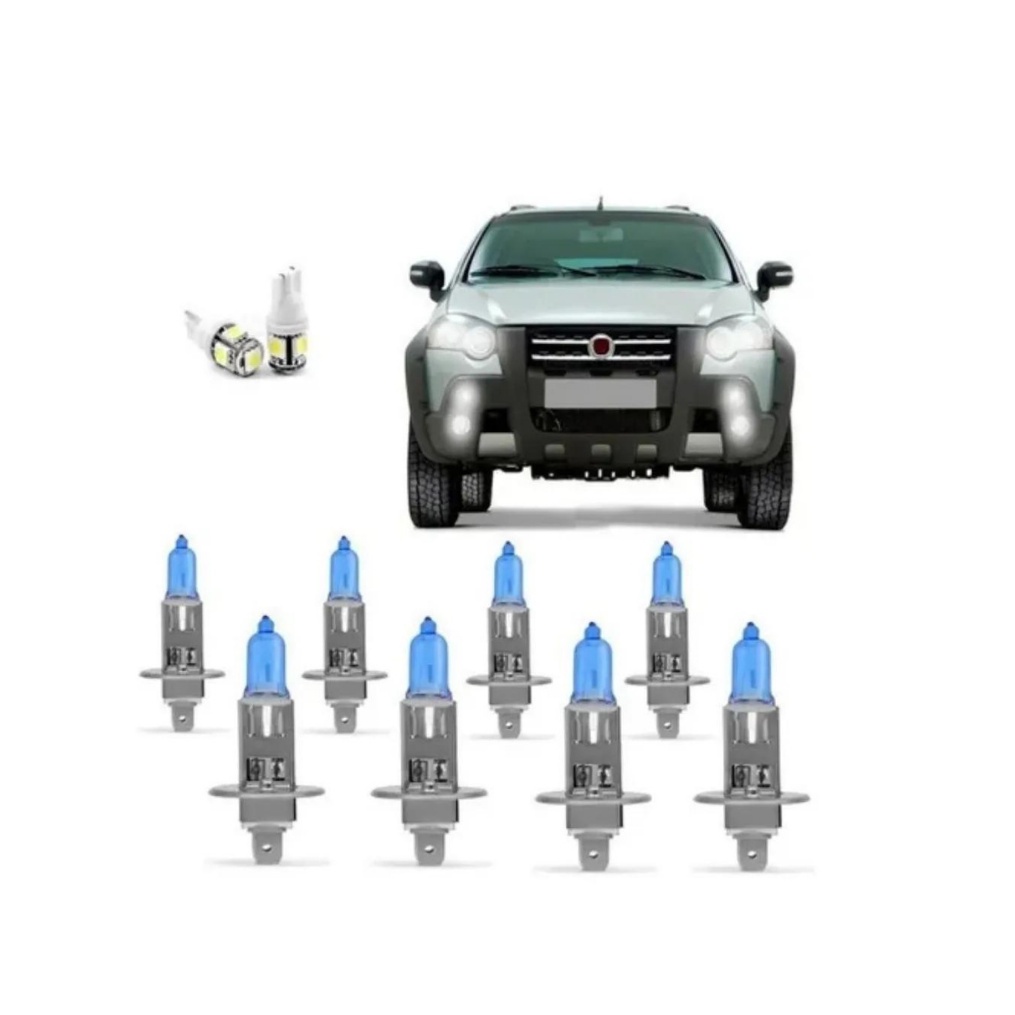 Kit Lâmpadas Super Branca Fiat Palio Weekend Strada Adventure Locker 2009 A  2019