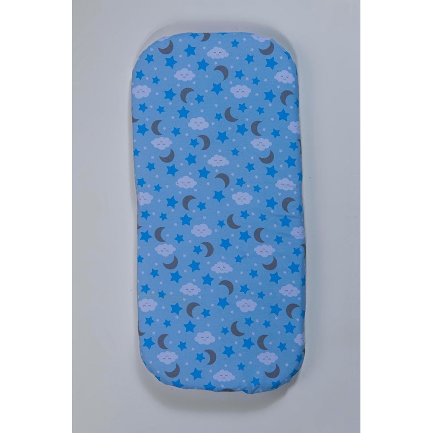 Colchonete para Carrinho de Bebê Estrelinhas Azul bebe com cinza Céu com Espuma densidade 16 Colchao para Carrinho Moises Azul bebe com cinza Céu
